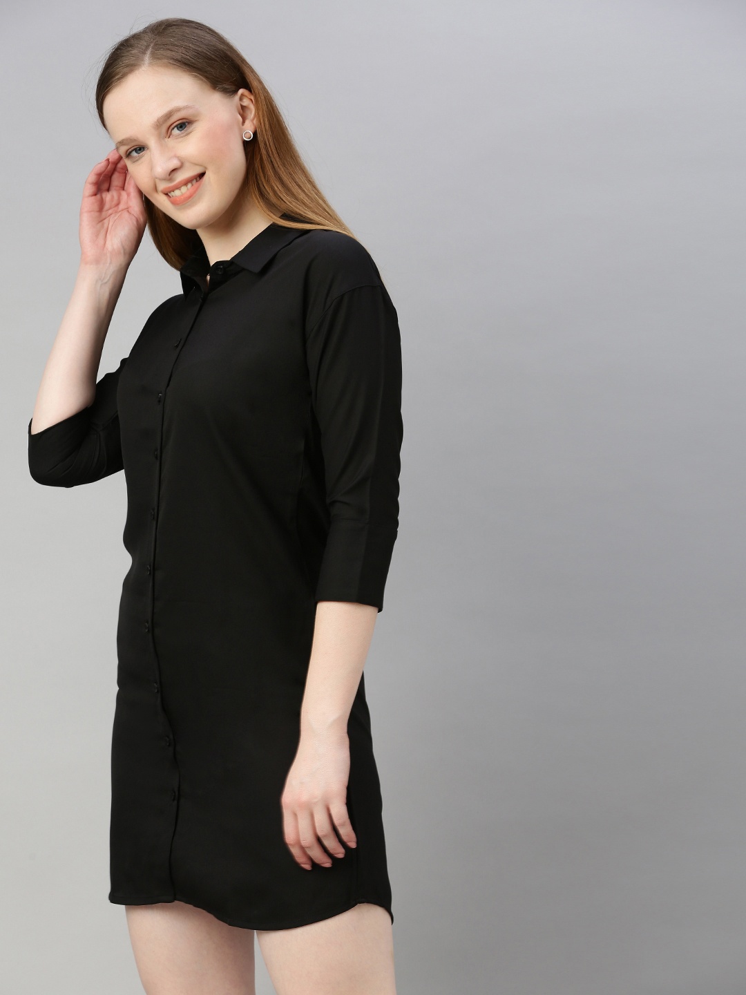 

HERE&NOW Women Black Solid Shirt Dress