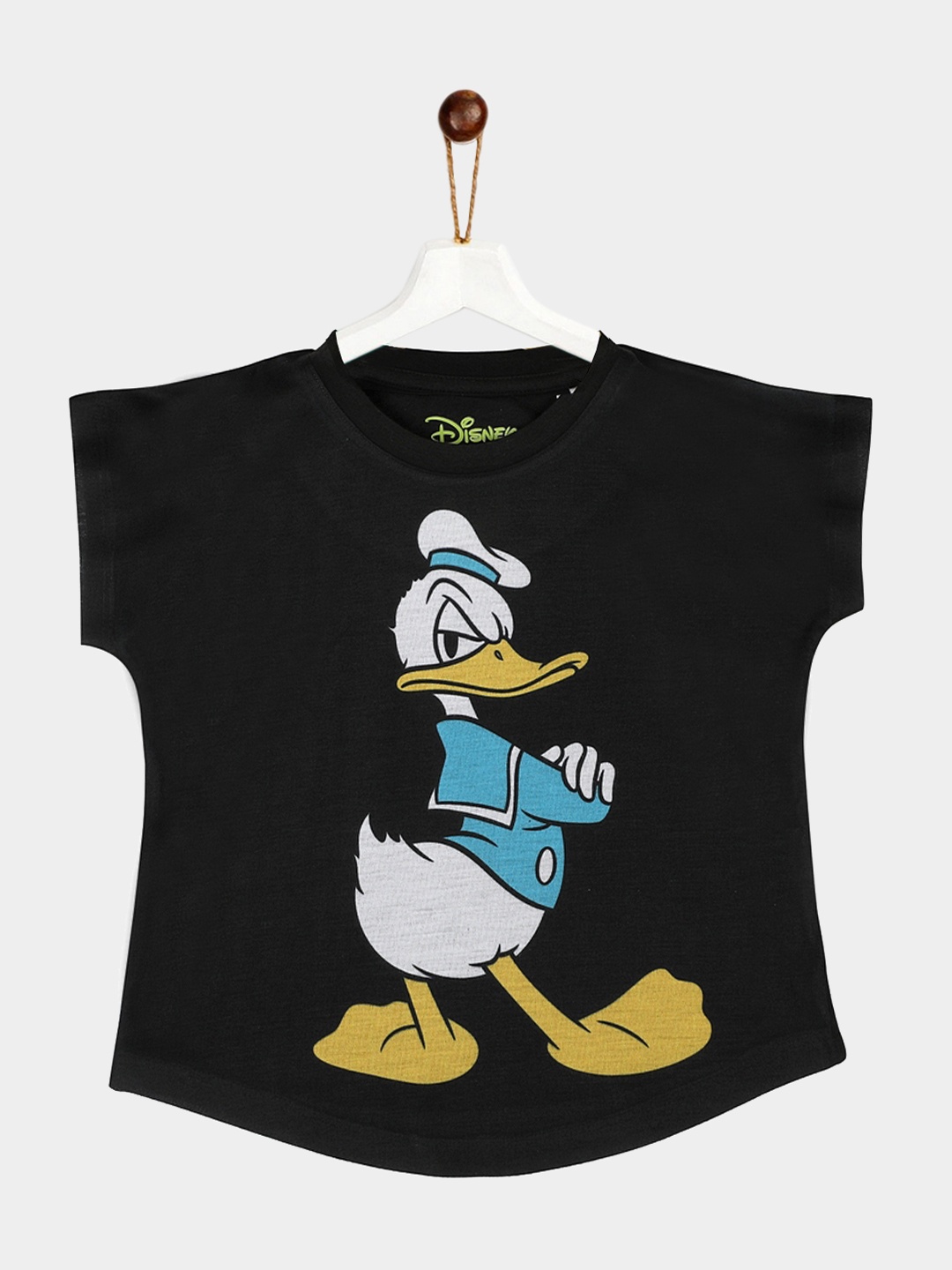 

YK Disney Girls Black & White Printed Round Neck T-shirt