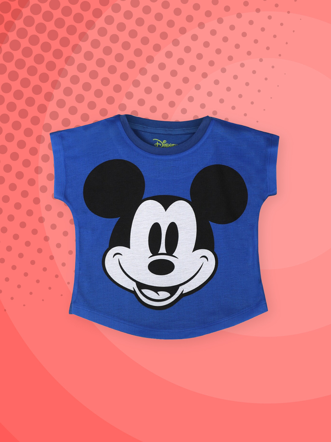 

YK Disney Girls Blue Mickey Mouse Printed T-shirt