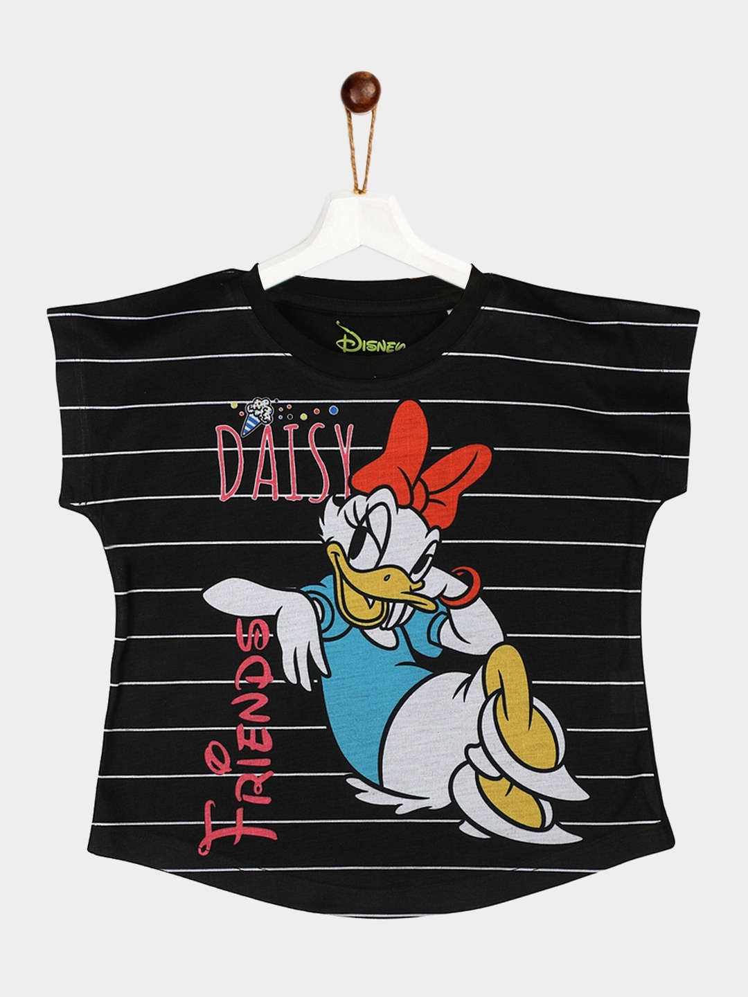 

YK Disney Girls Black Printed T-shirt