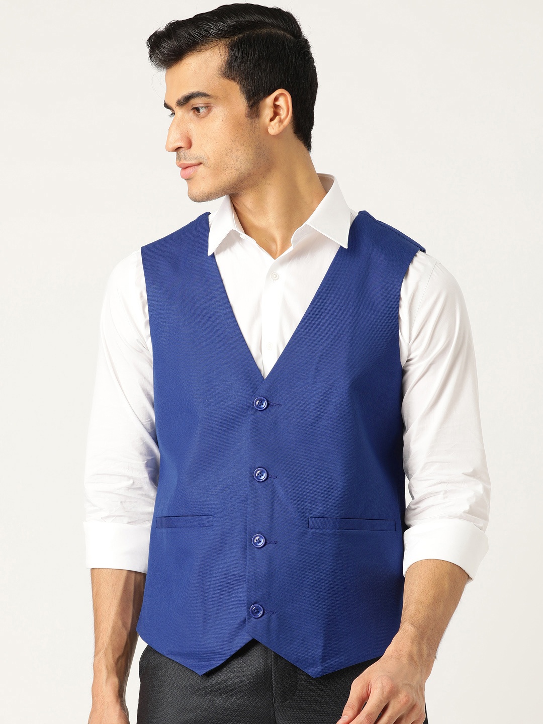 

SOJANYA Men Blue Solid Waistcoat