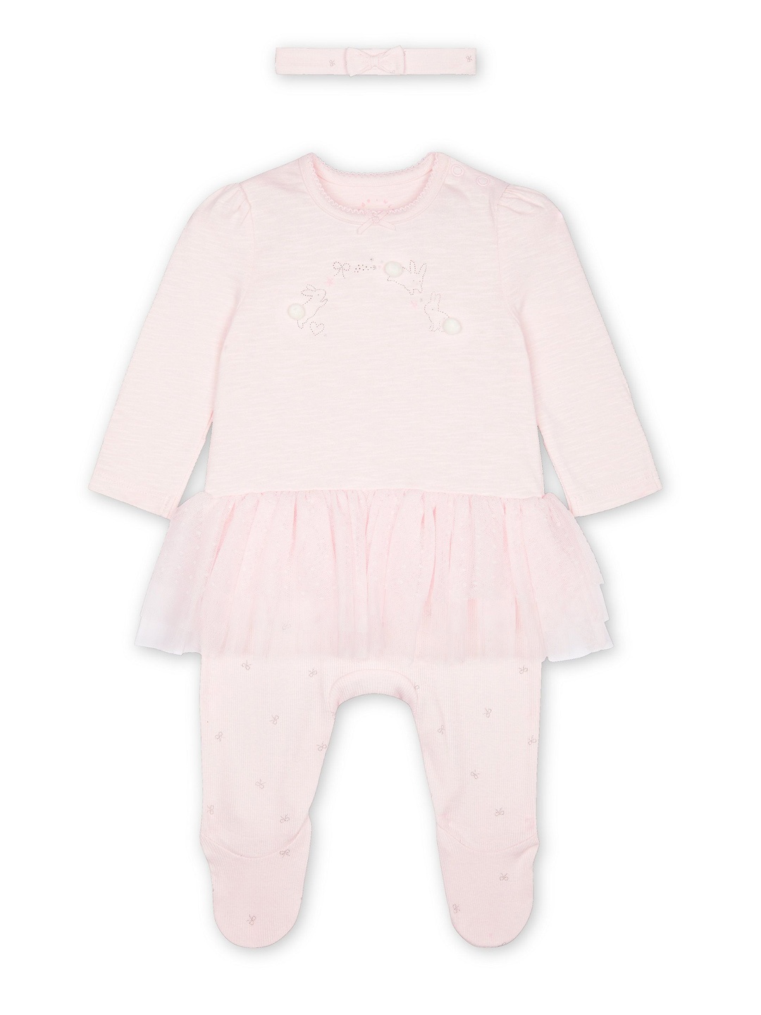 

mothercare Infant Girls Pink Printed Romper With Headband