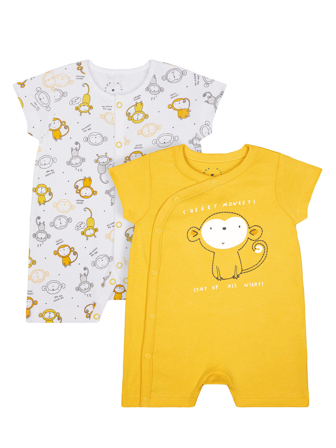 

mothercare Boys Multicoloured Pack of 2 Printed Bodysuits, Yellow