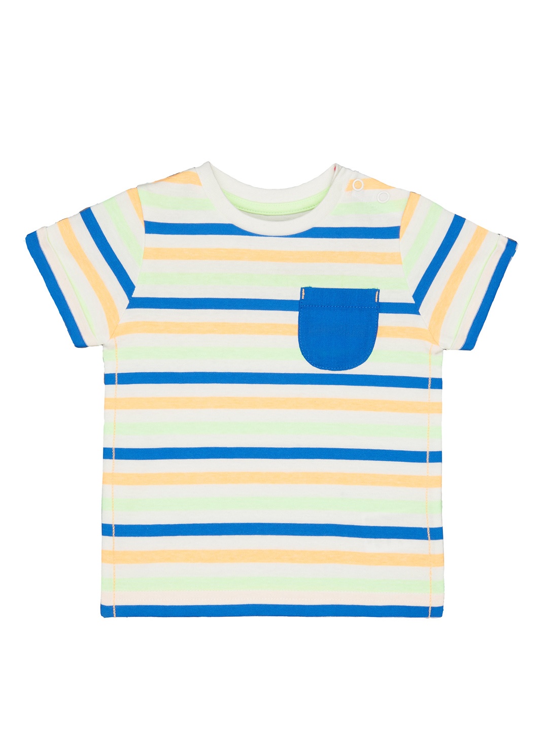 

mothercare Infant Boys Multicoloured Striped Round Neck T-shirt, Multi
