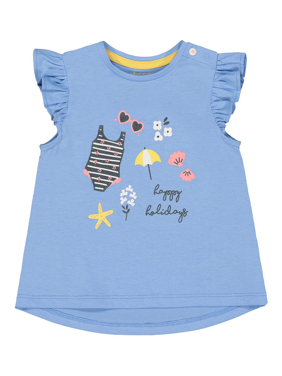 

mothercare Infant Girls Blue Printed A-Line Pure Cotton Top