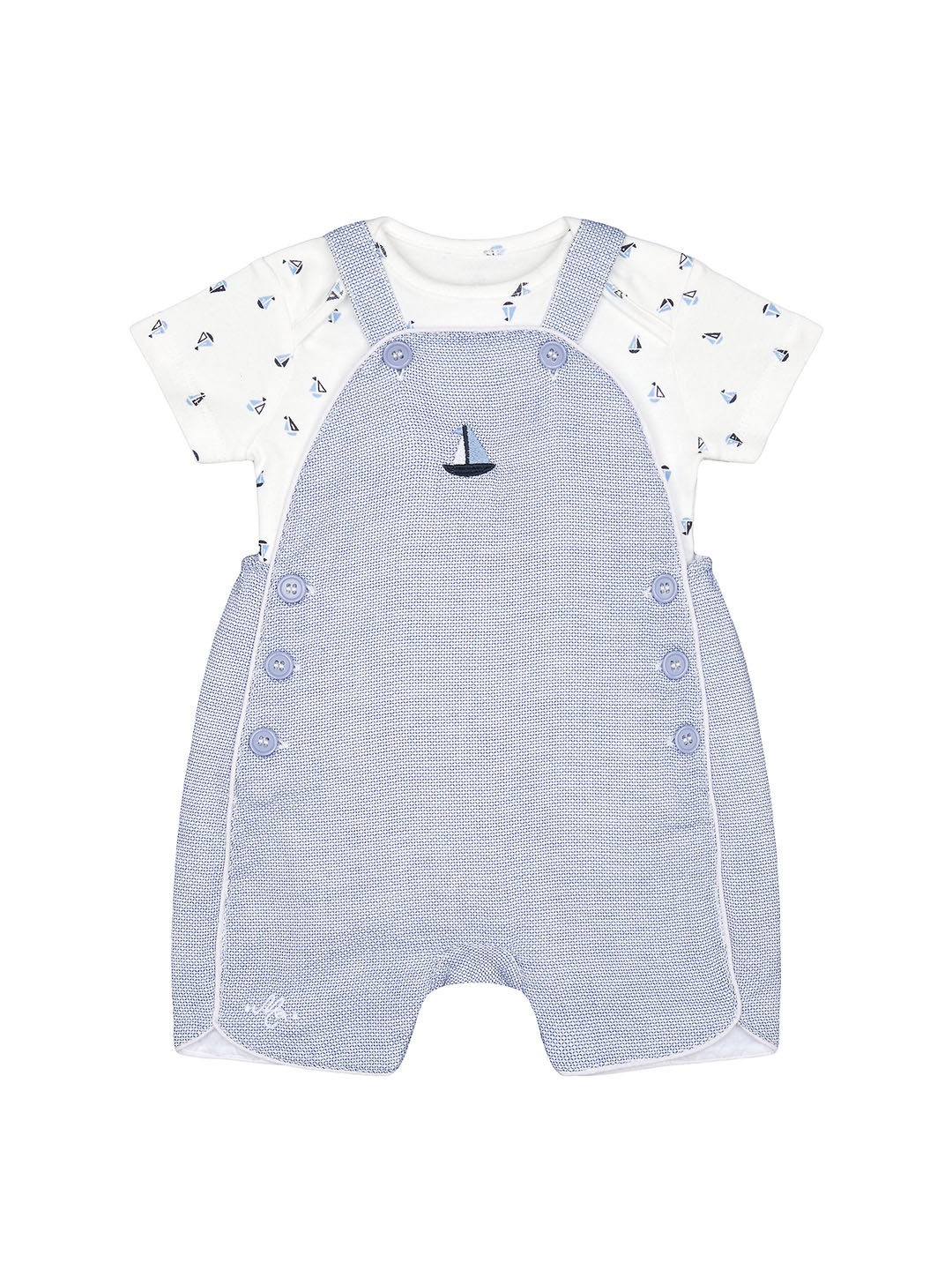 

mothercare Boys Printed Bodysuit with Dungree Clothing Set, Blue