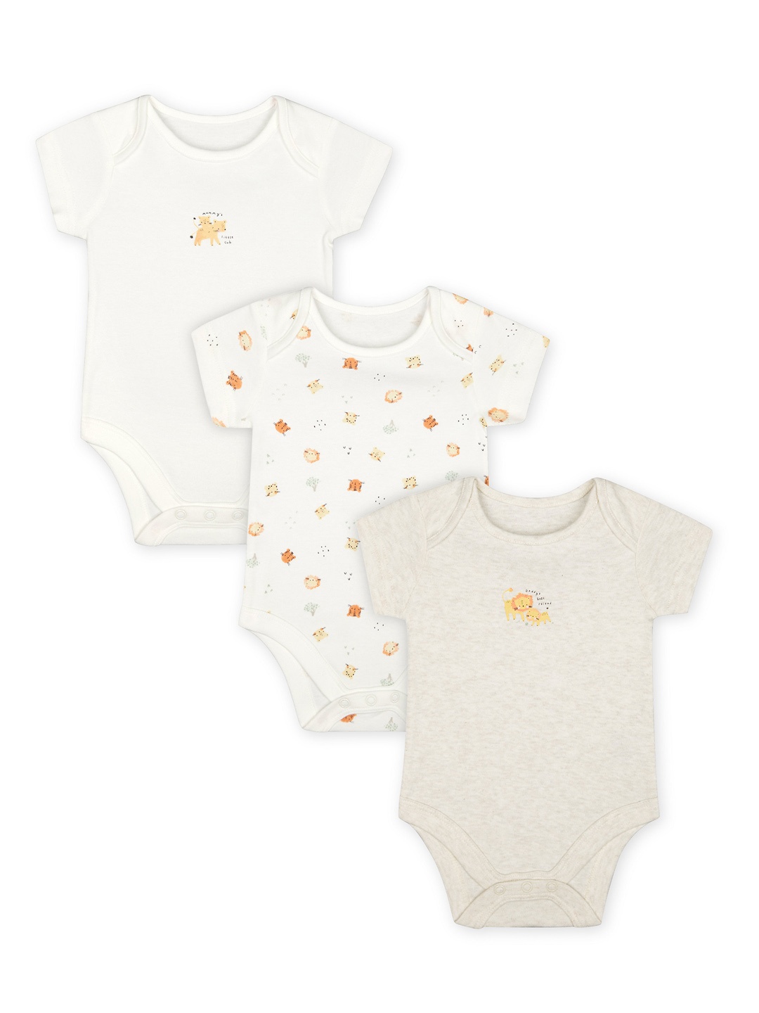 

mothercare Boys Cream-Coloured Pack of 3 Printed Bodysuits