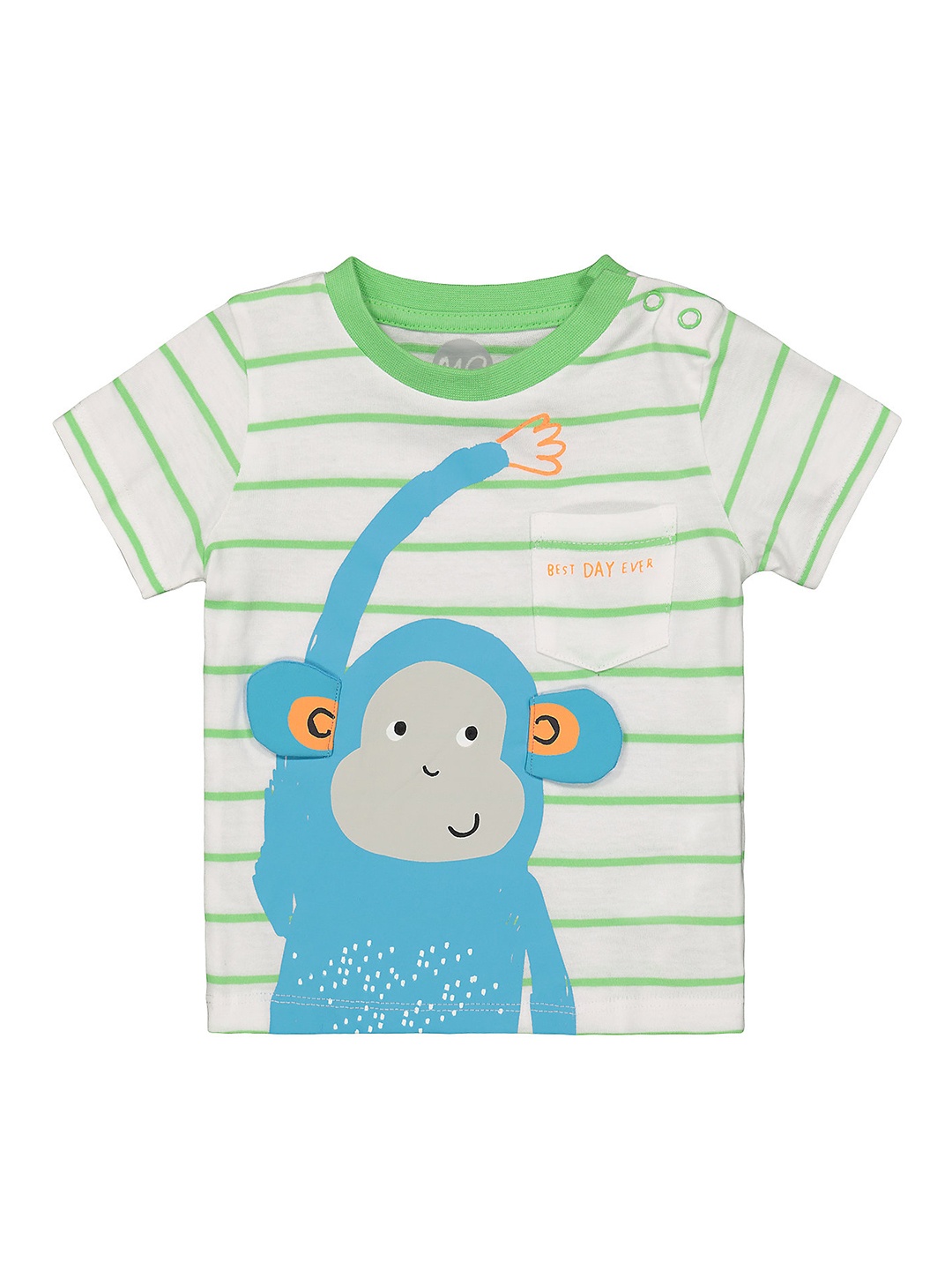 

mothercare Boys Blue Green Cotton Printed Regular Fit Pure Cotton T-shirt