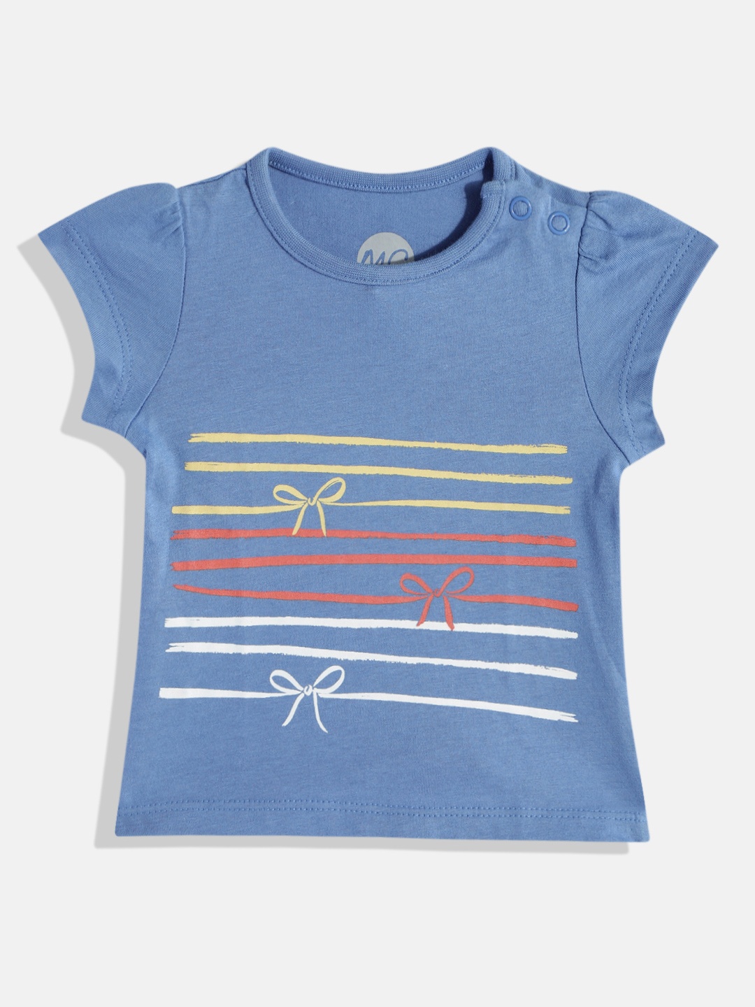 

mothercare Girls Striped Pure Cotton T-shirt, Blue