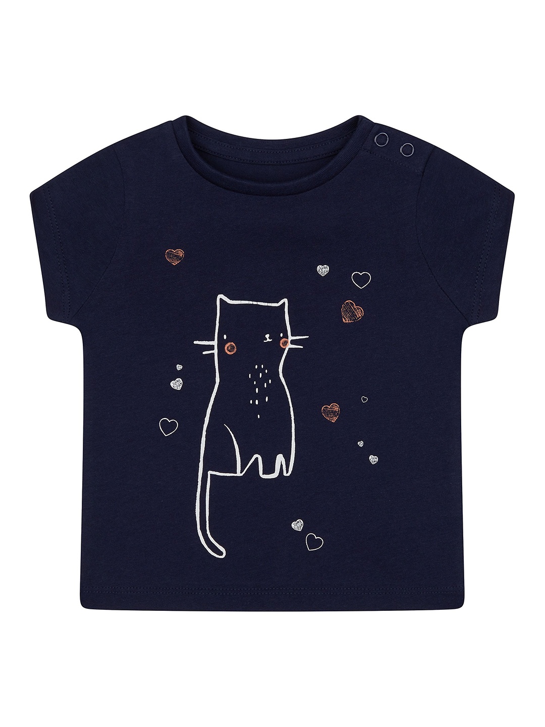 

mothercare Girls Navy Blue Printed Round Neck T-shirt