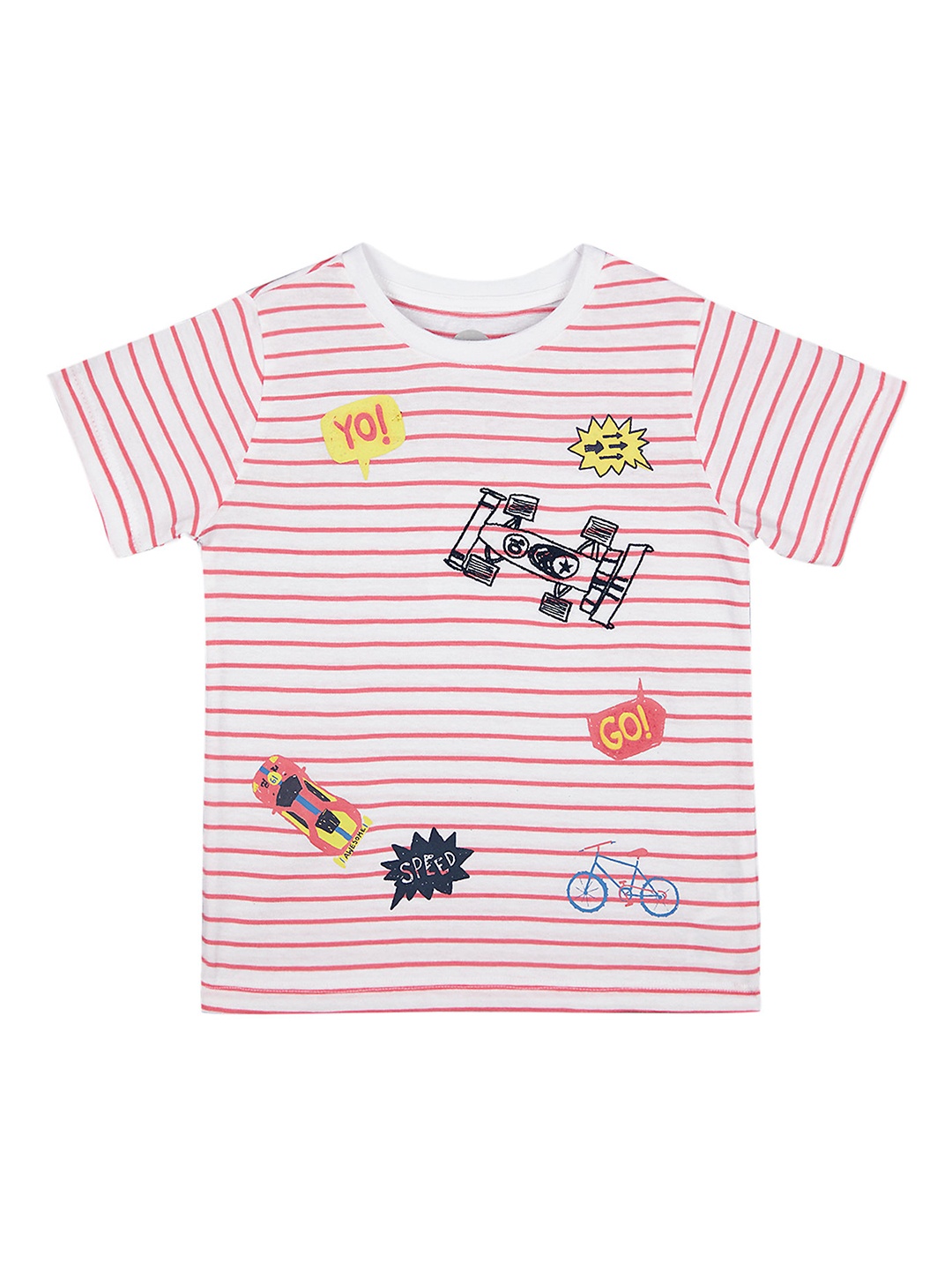 

mothercare Boys Multicoloured Striped Round Neck T-shirt, Multi