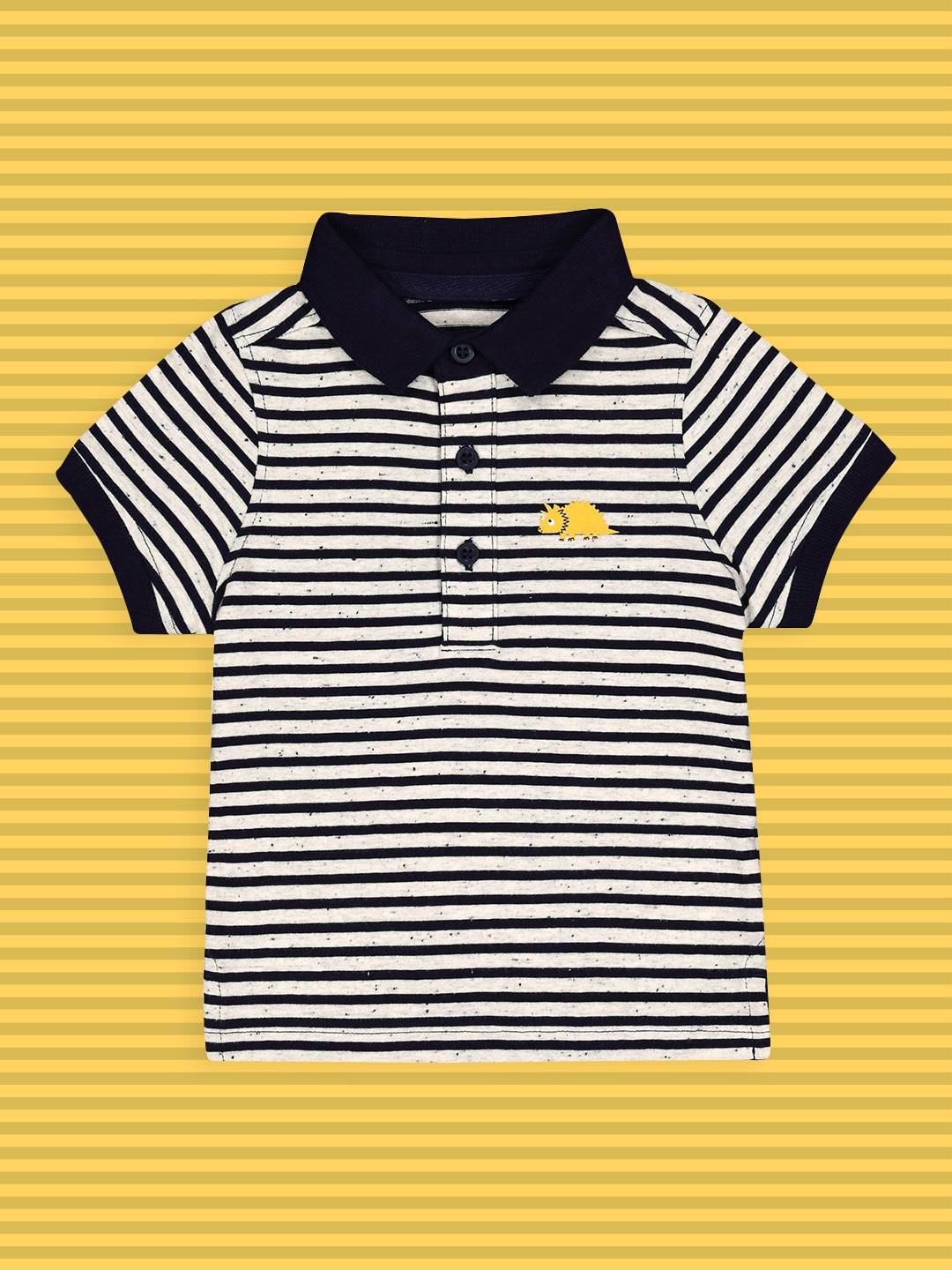 

mothercare Boys Blue & White Striped Polo Collar T-shirt