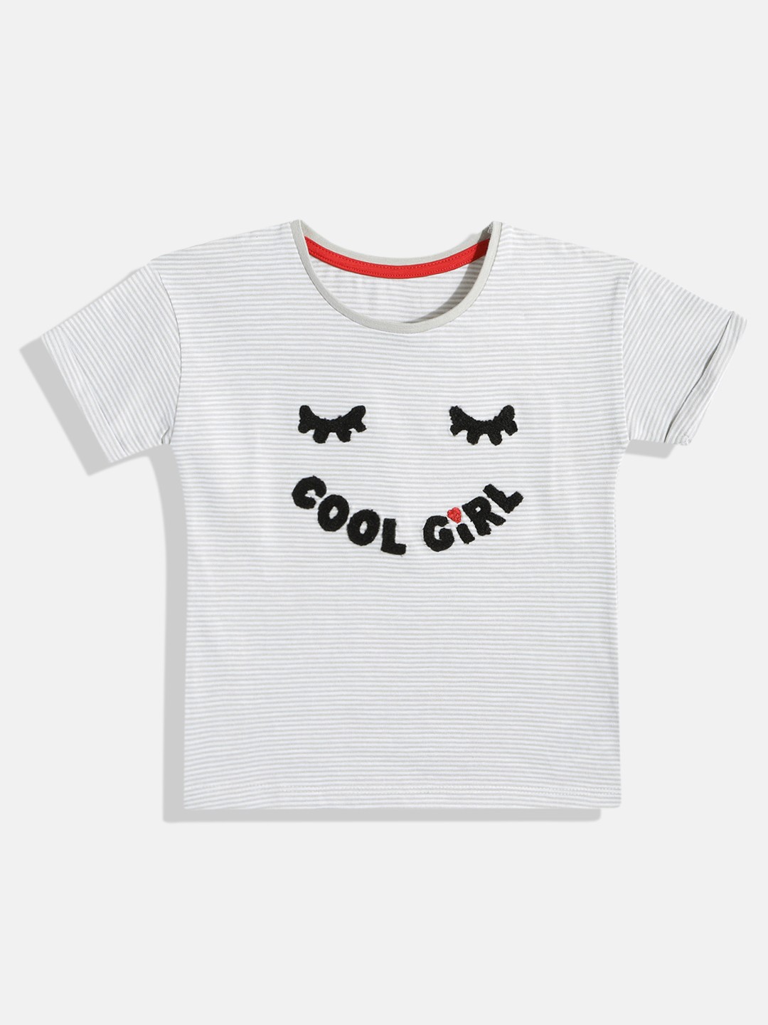 

mothercare Girls Striped Pure Cotton T-shirt, Off white