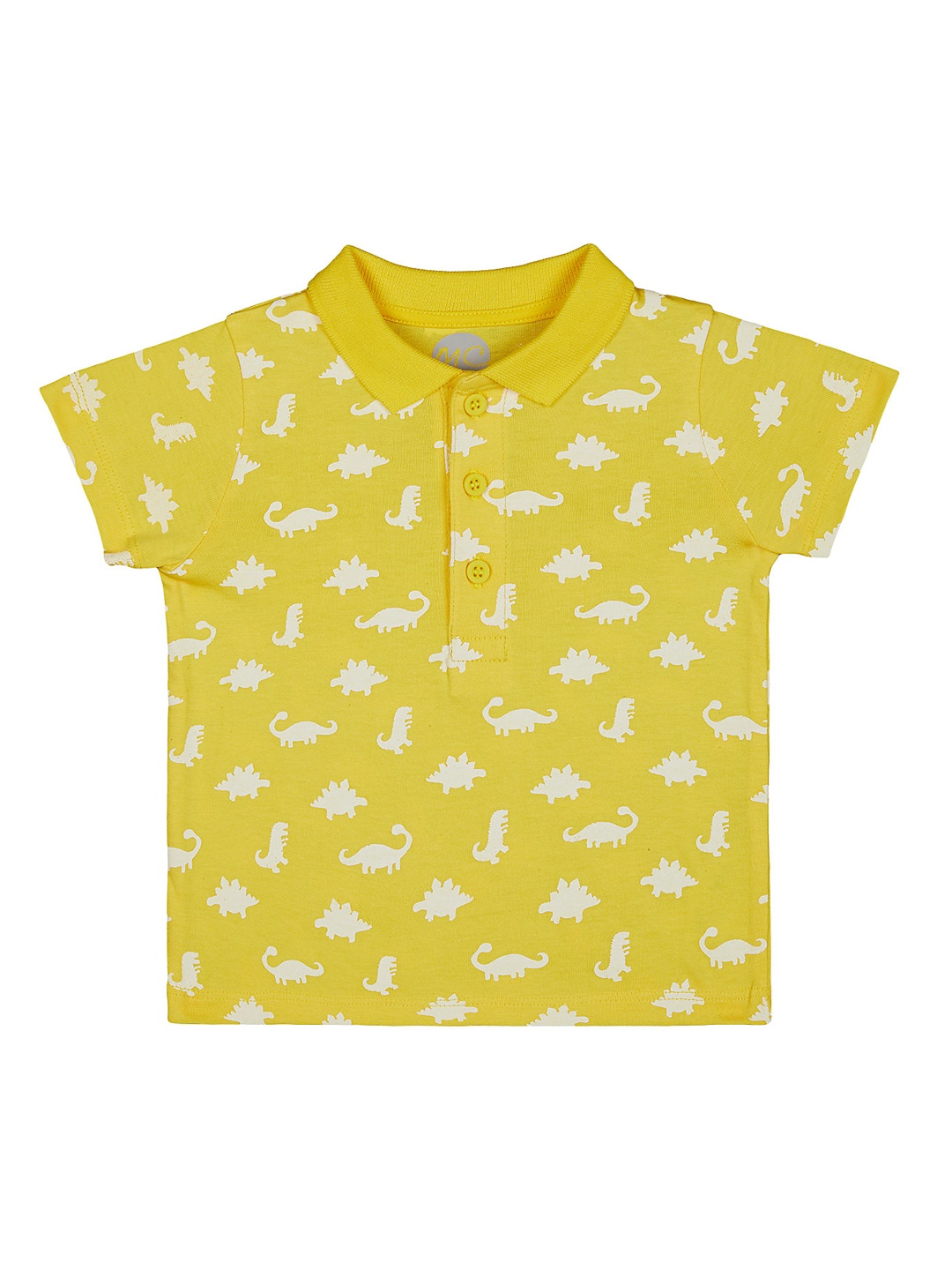 

mothercare Boys Yellow Printed Polo Collar Cotton Pure Cotton T-shirt