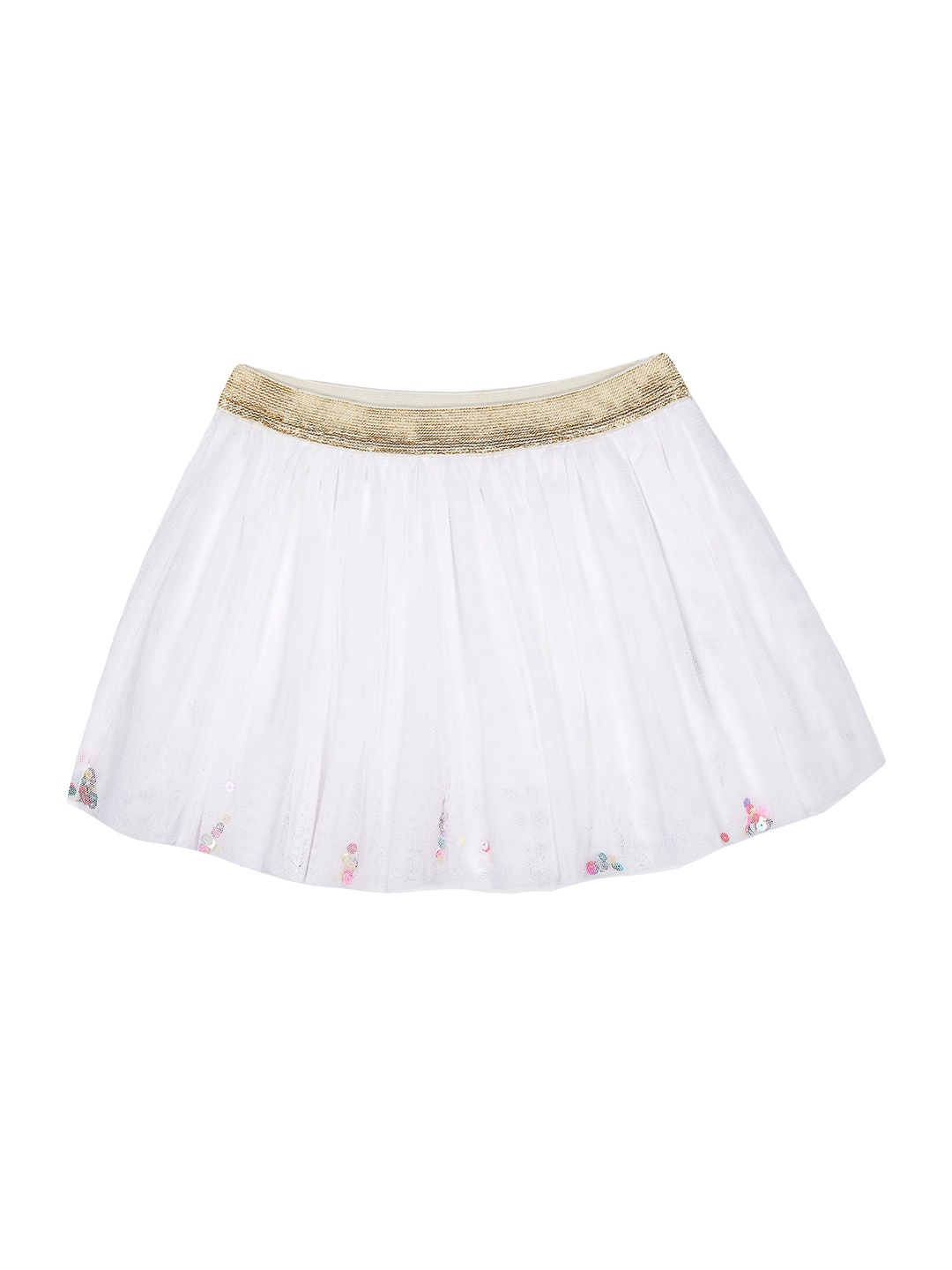 

mothercare Girls Sequins Embellished Ruffles Pleated Party Flared A-Line Skirt, White