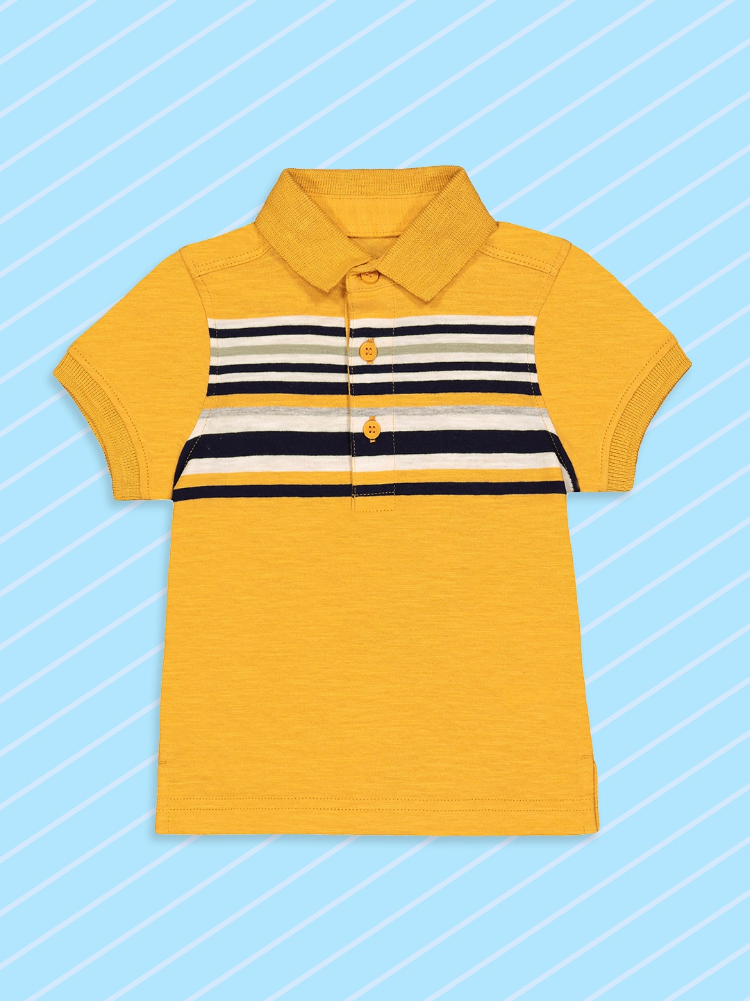 

mothercare Boys Yellow Striped Polo Collar T-shirt