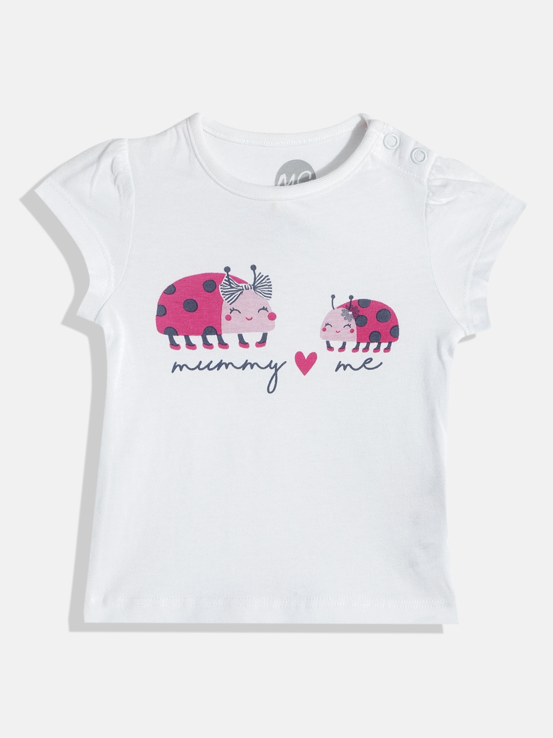 

mothercare Girls Graphic Printed Pure Cotton T-shirt, White