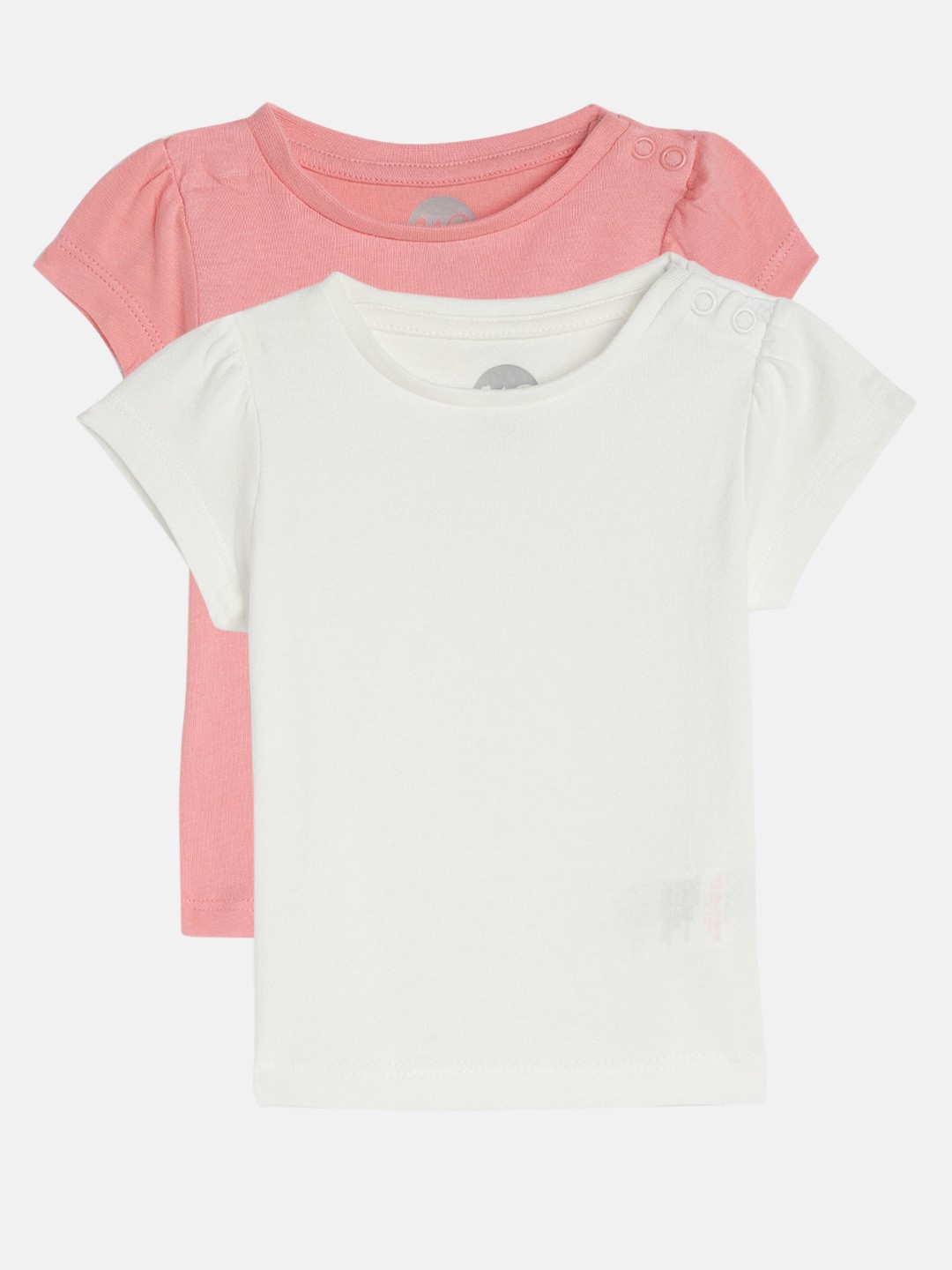 

mothercare Infant Girls Pack of 2 Solid Round Neck T-shirts, White