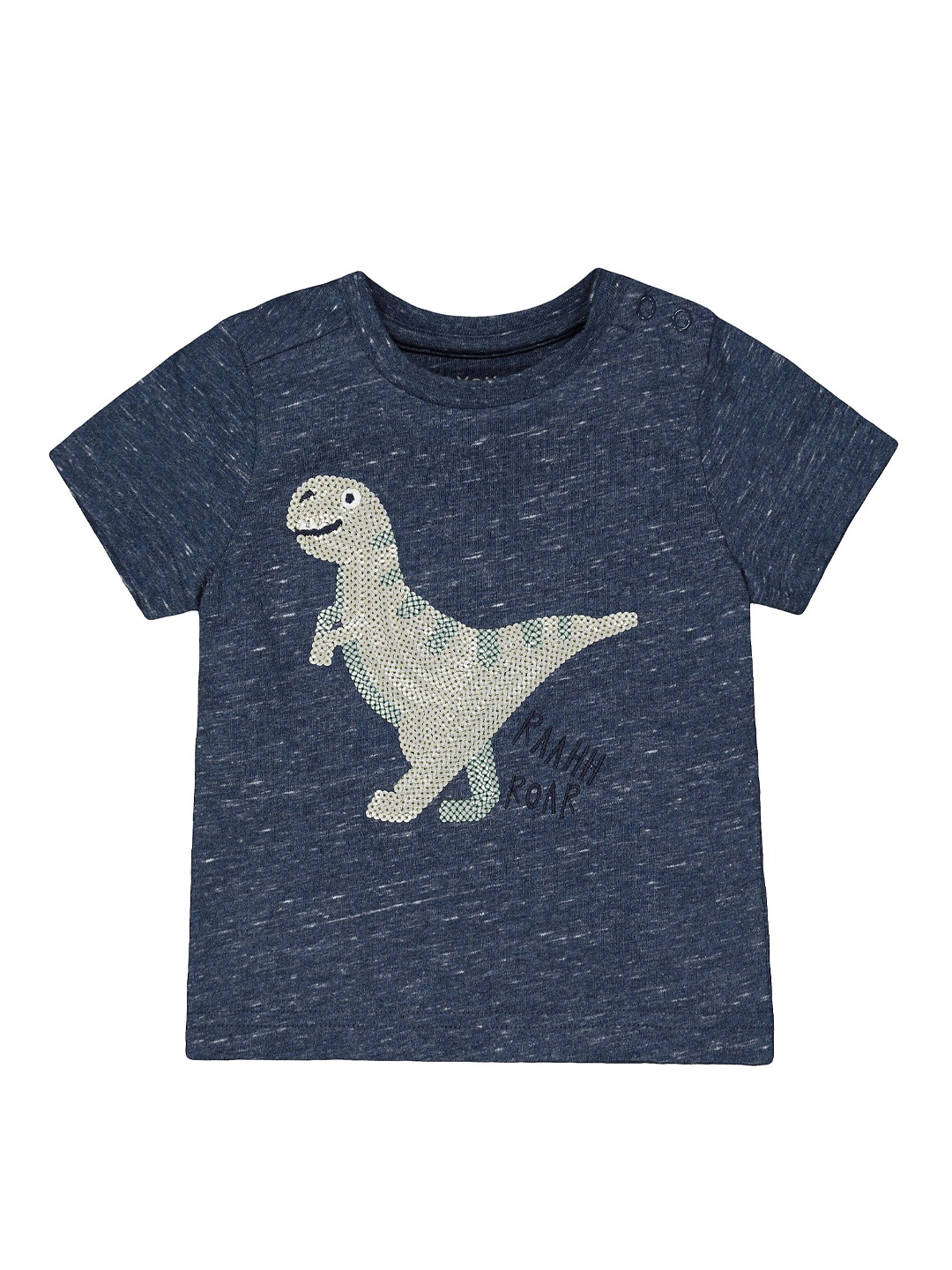

mothercare Boys Blue Sequinned Round Neck Pure Cotton T-shirt