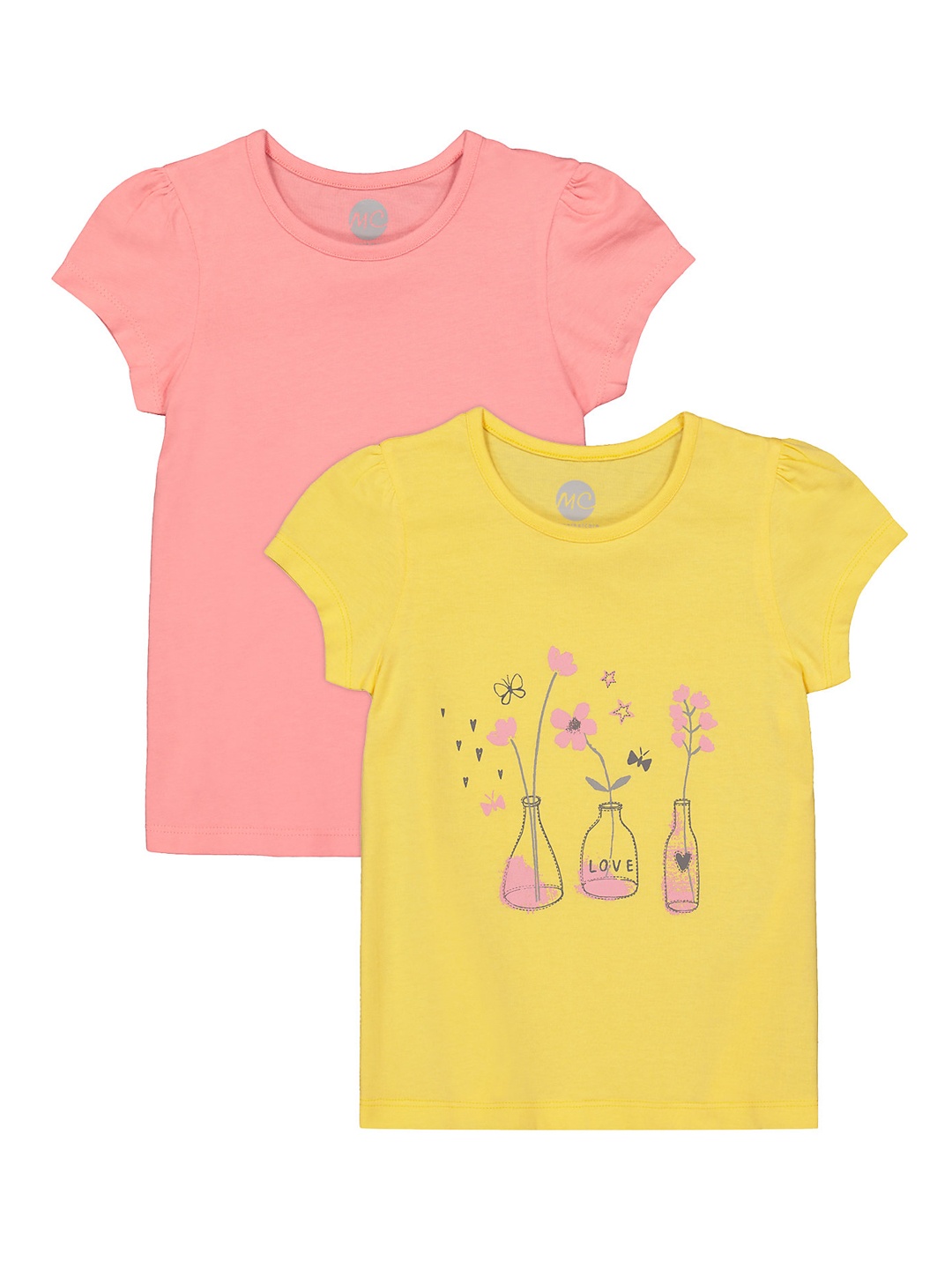 

mothercare Girls Yellow Solid Round Neck T-shirt
