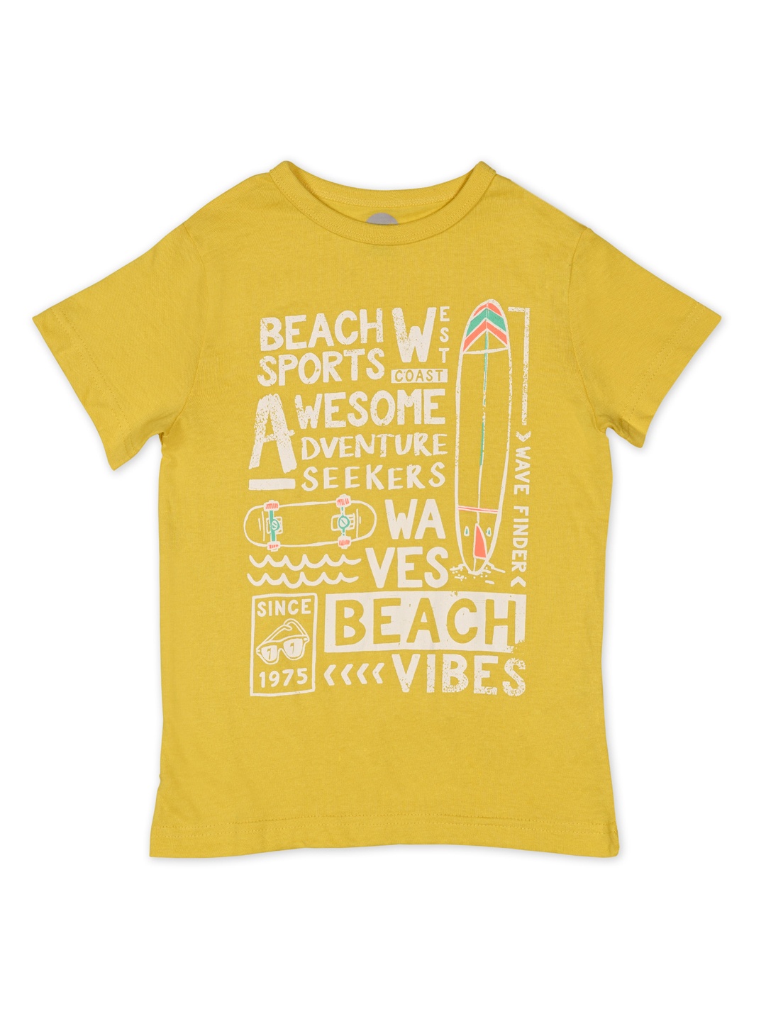 

mothercare Boys Yellow Typography Printed Cotton Pure Cotton T-shirt