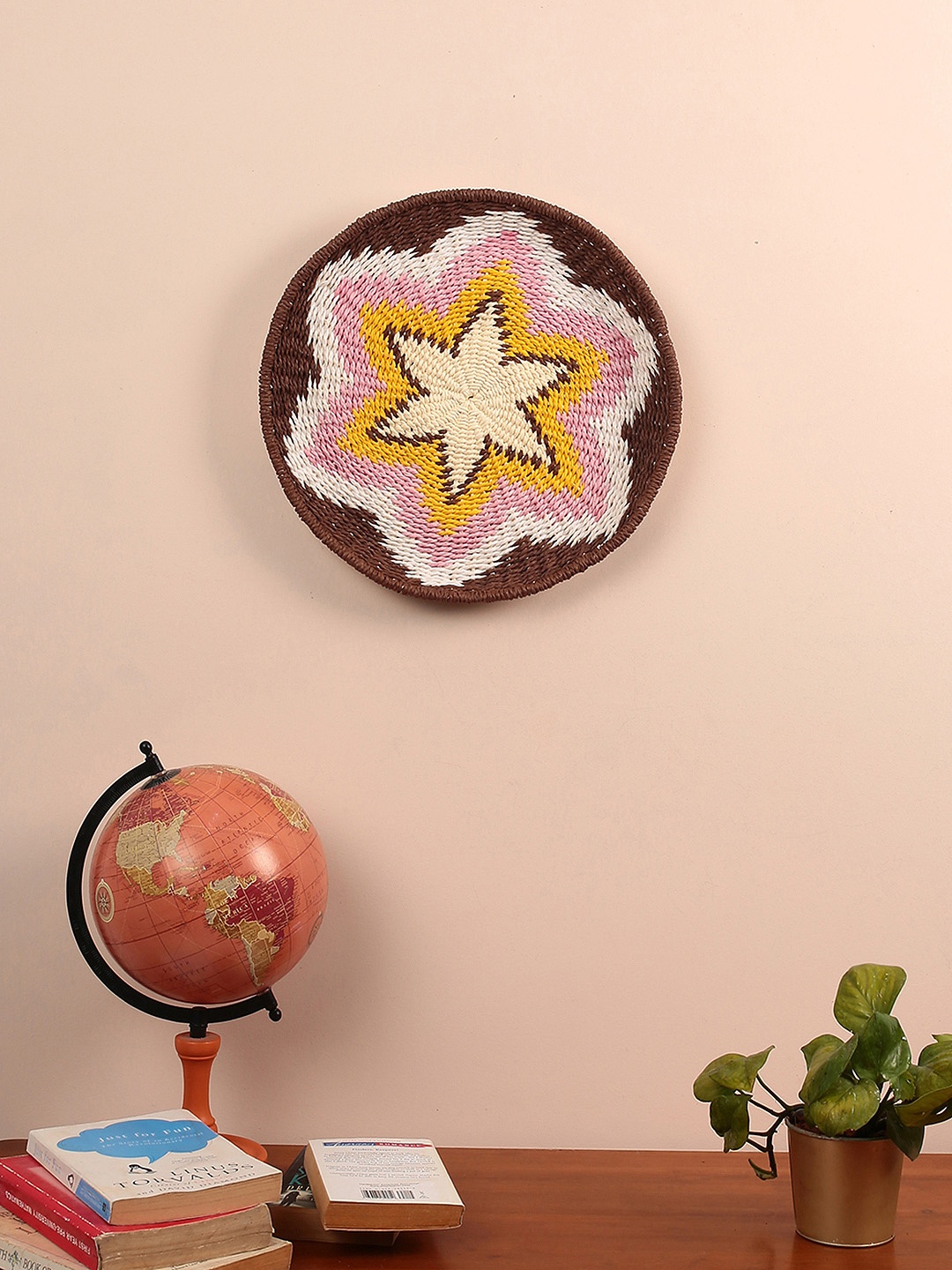

Chumbak Off-White & Brown Woven Design Celestial Petals Wall Decor