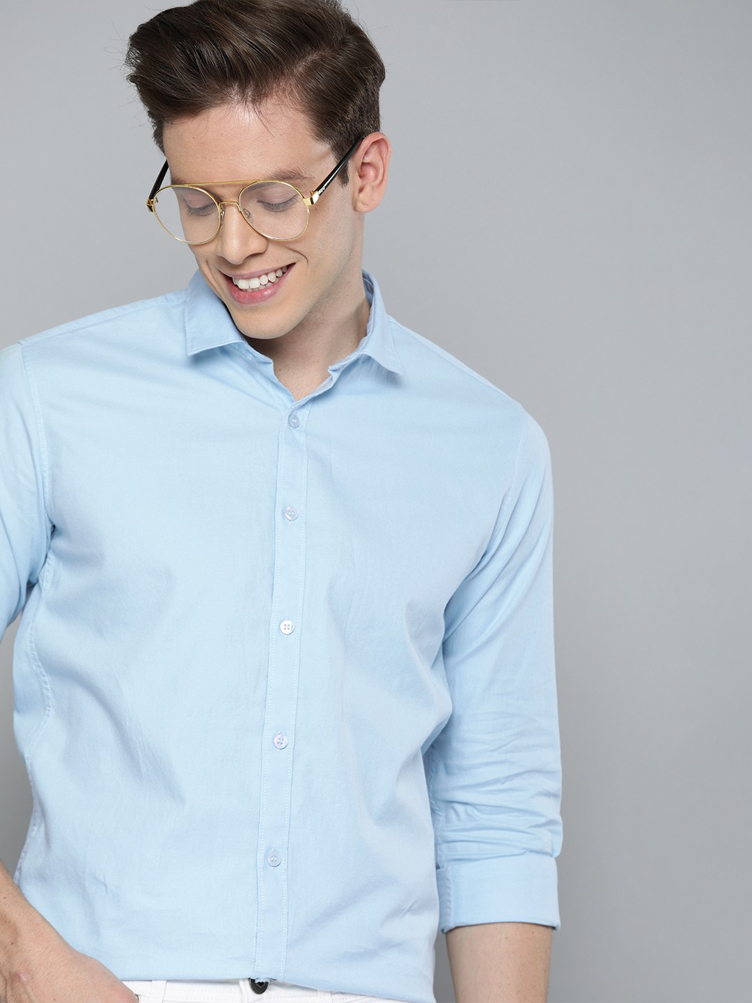 

Mast & Harbour Men Blue Slim Fit Solid Sustainable Casual Shirt