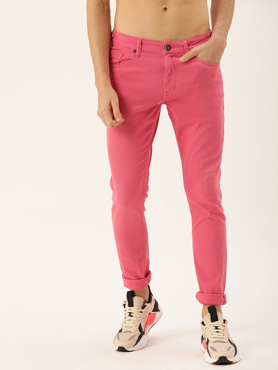 

Moda Rapido Men Pink Regular Fit Mid-Rise Clean Look Stretchable Jeans