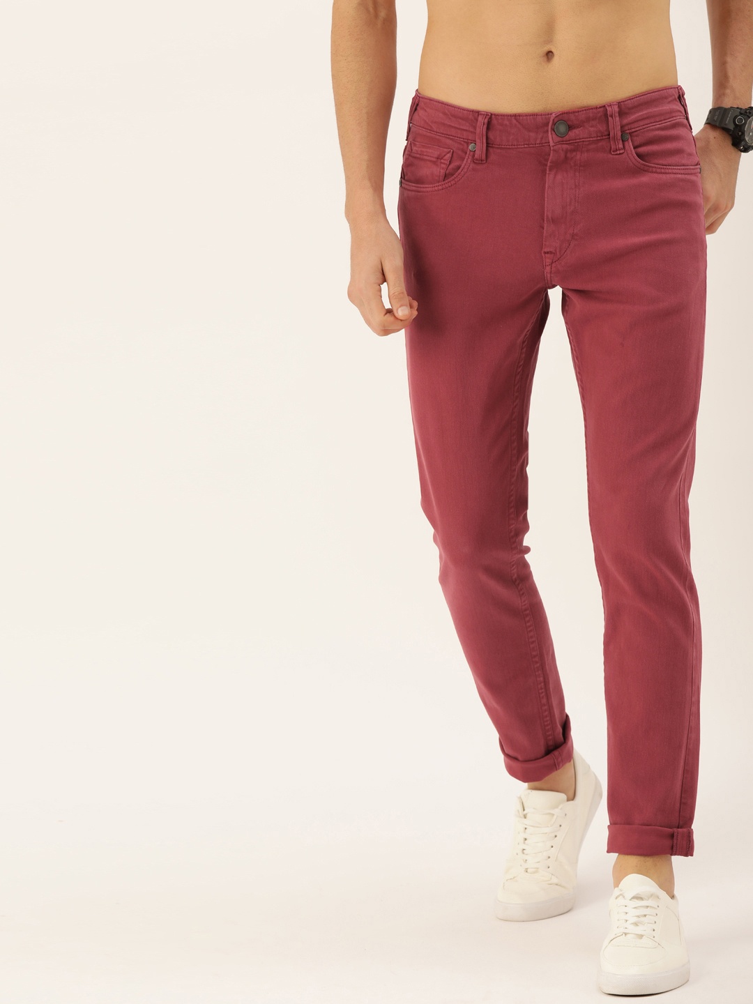 

Moda Rapido Men Maroon Regular Fit Mid-Rise Clean Look Stretchable Jeans