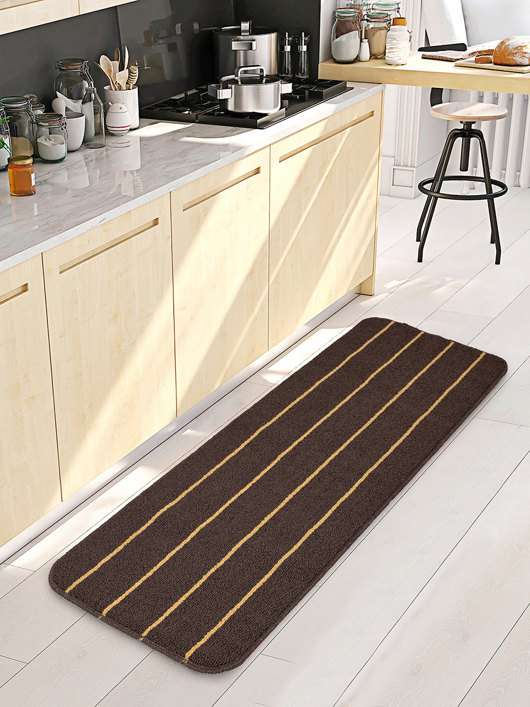 

Saral Home Brown & Yellow Striped Anti Skid Floor Runner