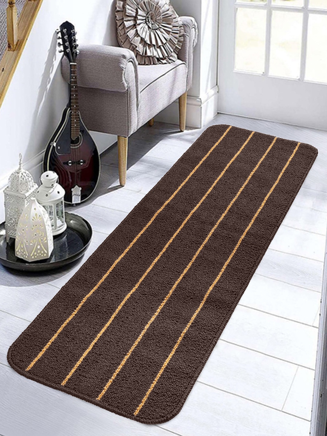 

Saral Home Brown & Gold-Coloured Striped Anti-Skid Floor Runner