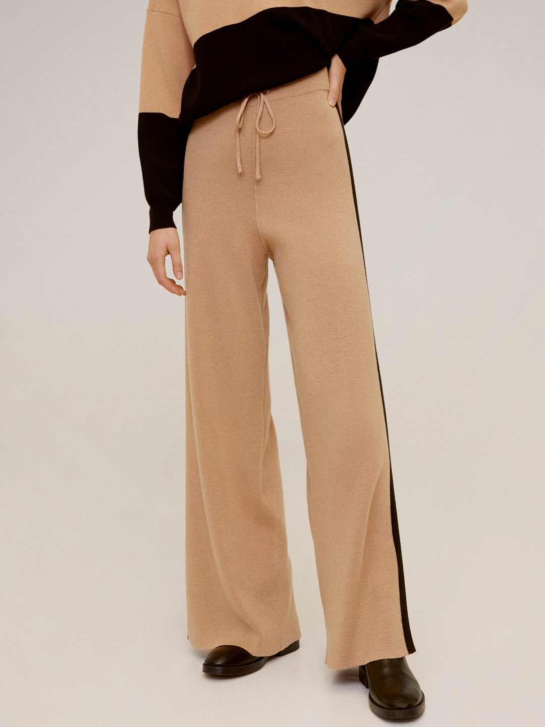 

MANGO Women Beige Regular Fit Solid Parallel Trousers