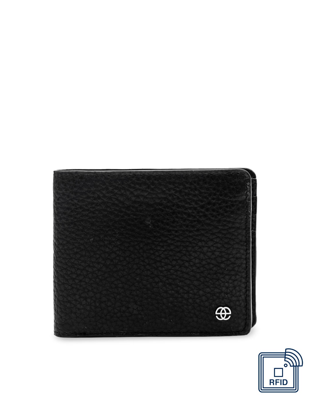 

Eske Men Black Leather Textured Two Fold Wallet