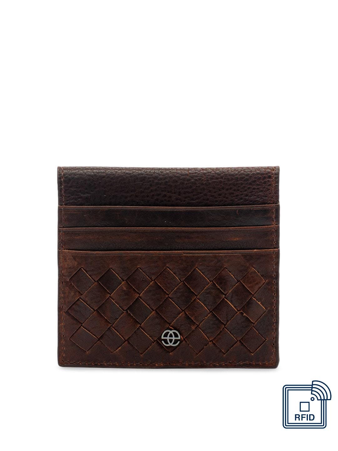 

Eske Men Brown Leather Textured Card Holder