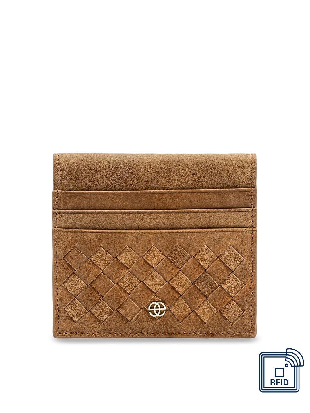 

Eske Men Brown Woven Design Leather Card Holder