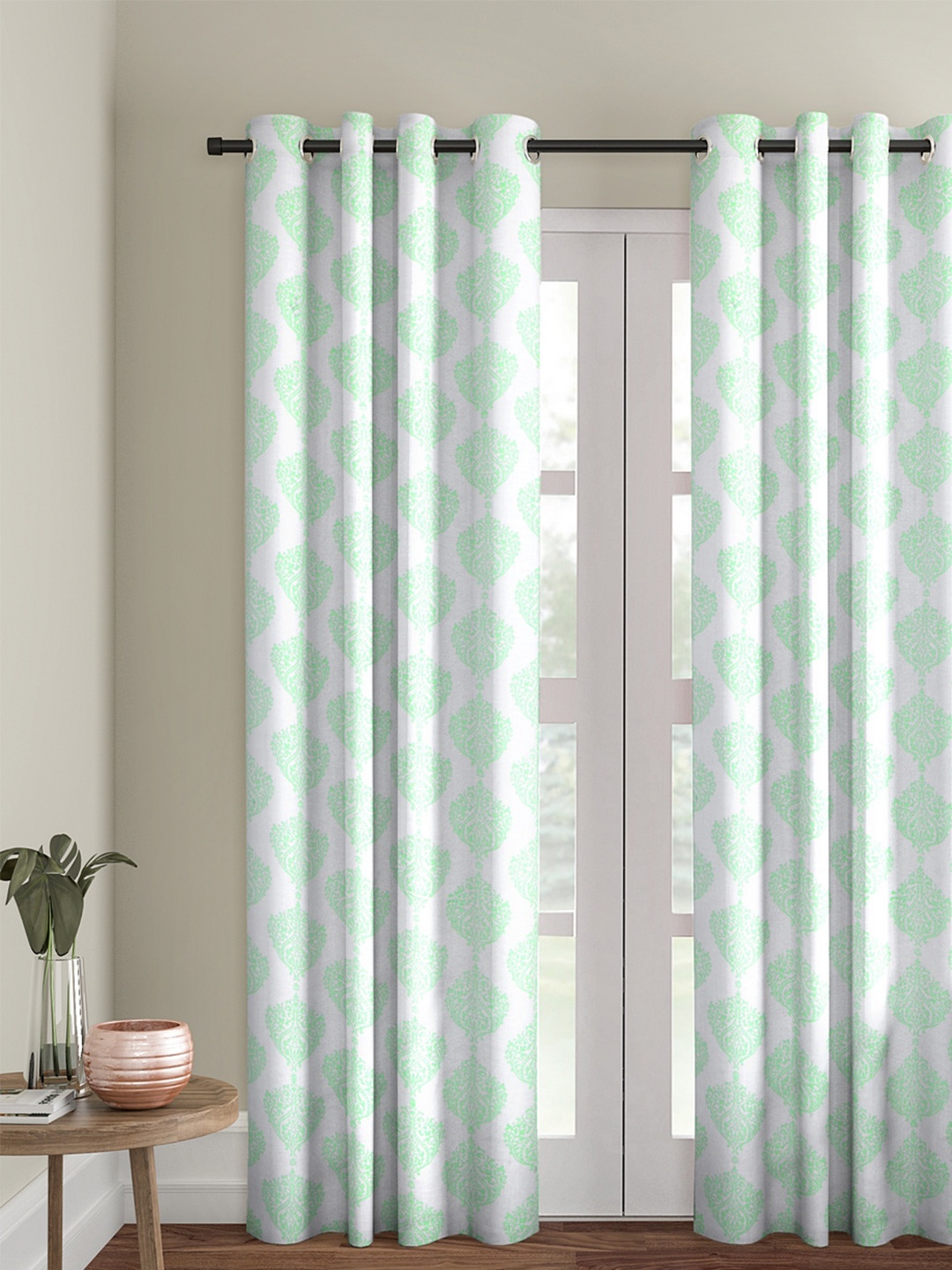 

Soumya Green & Off-White Single Room Darkening Premium Jute Finish Door Curtain