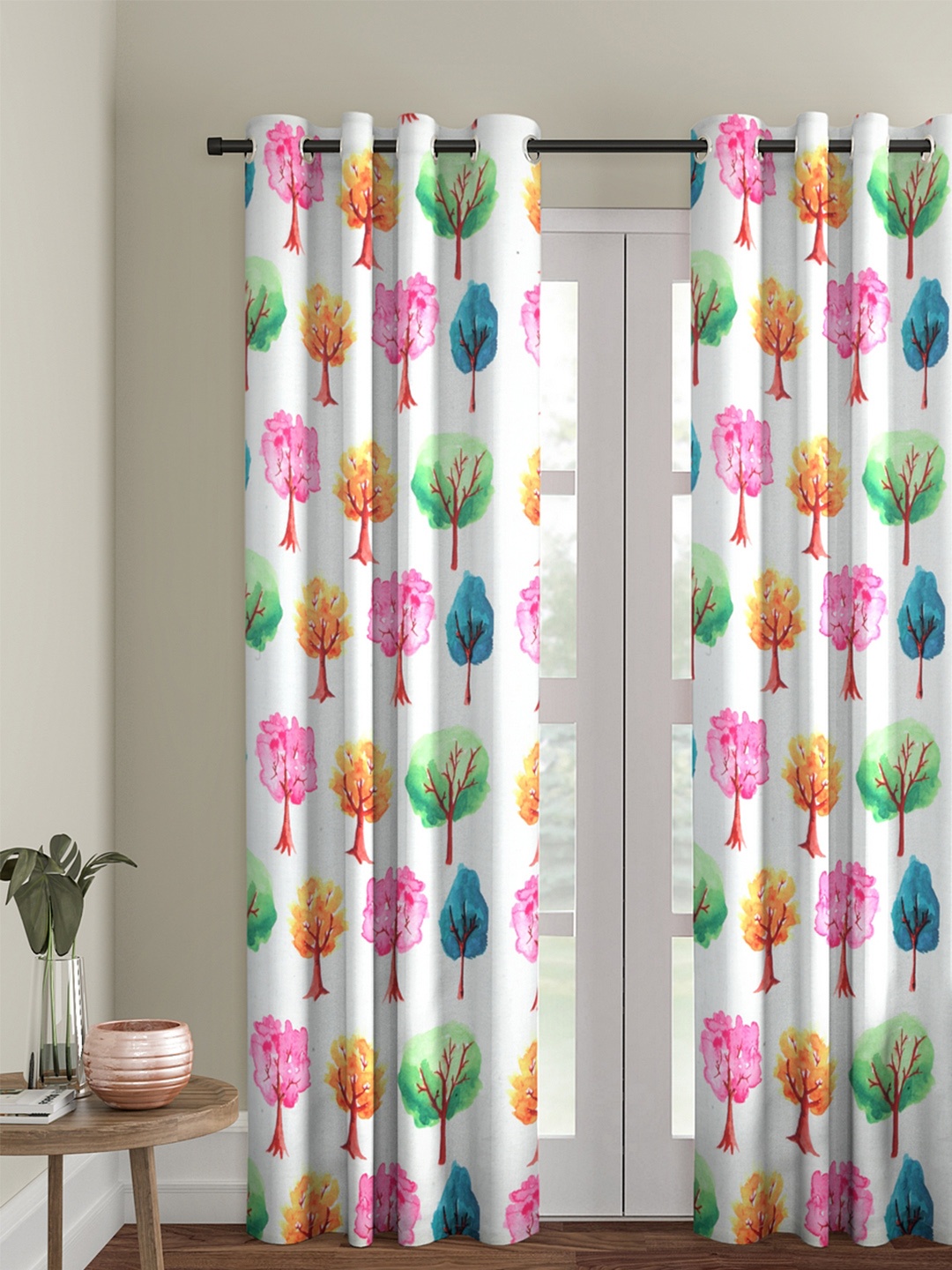 

Soumya Off-White Printed Premium Jute Finish Single Door Curtain