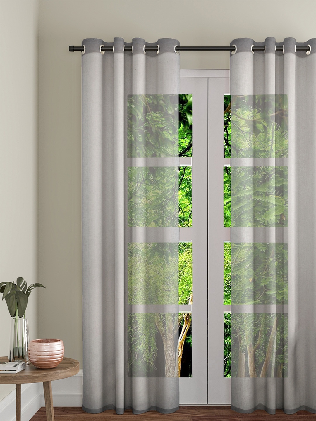 

Soumya Grey Lightweight Single Sheer Door Curtain