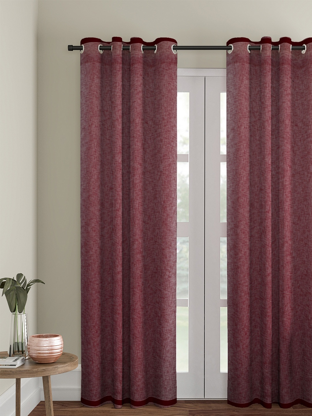 

Soumya Maroon Lightweight Single Sheer Long Door Curtain