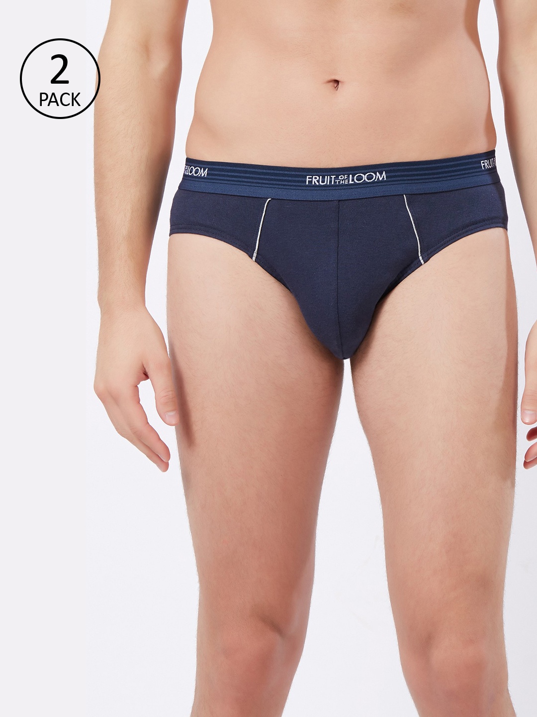 

Fruit of the loom Men Pack Of 2 Navy Blue Solid Hip Briefs 11565930-2