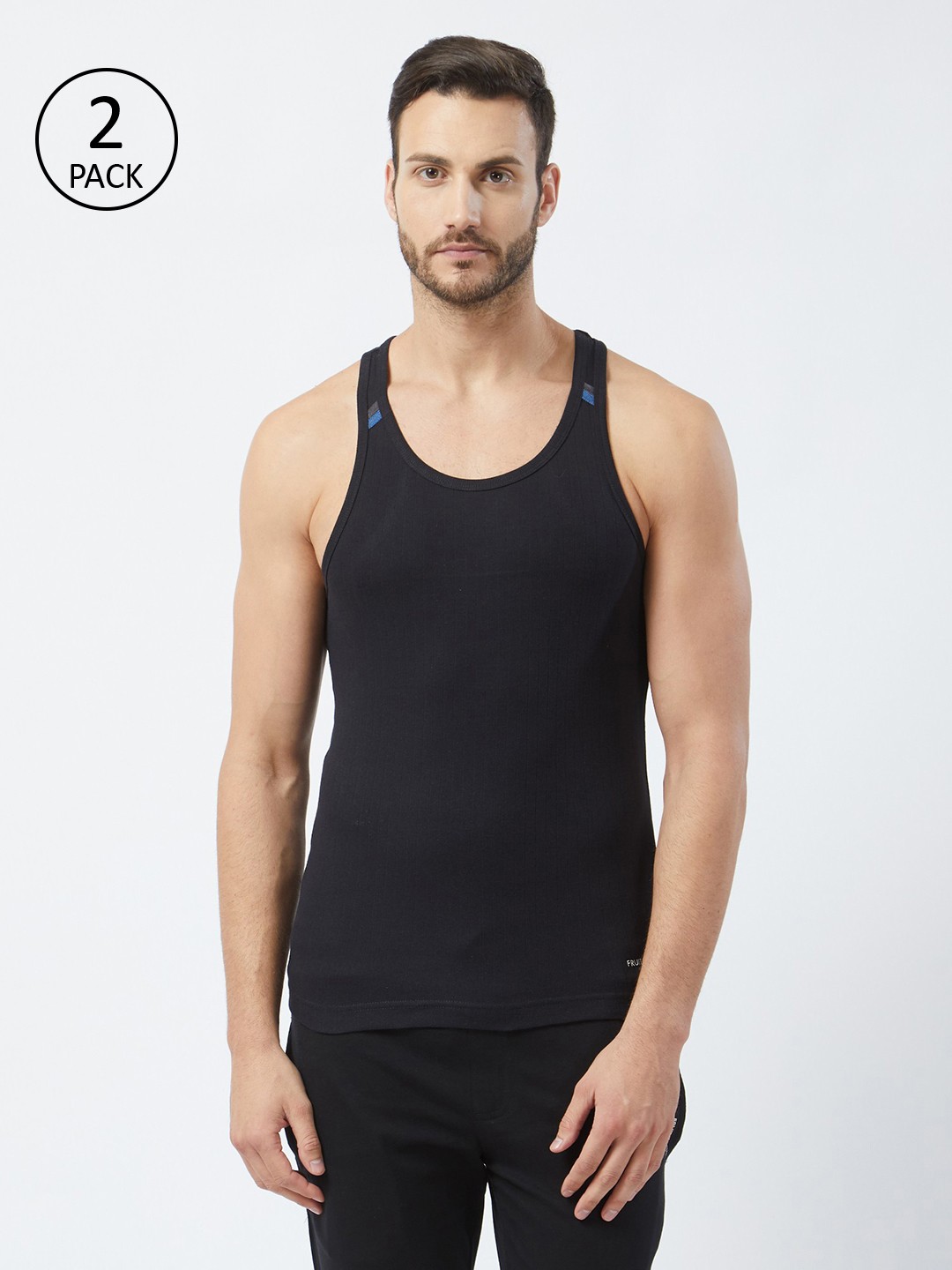 

Fruit of the loom Men Black Solid Innerwear Vest MFV03-N-A1S1