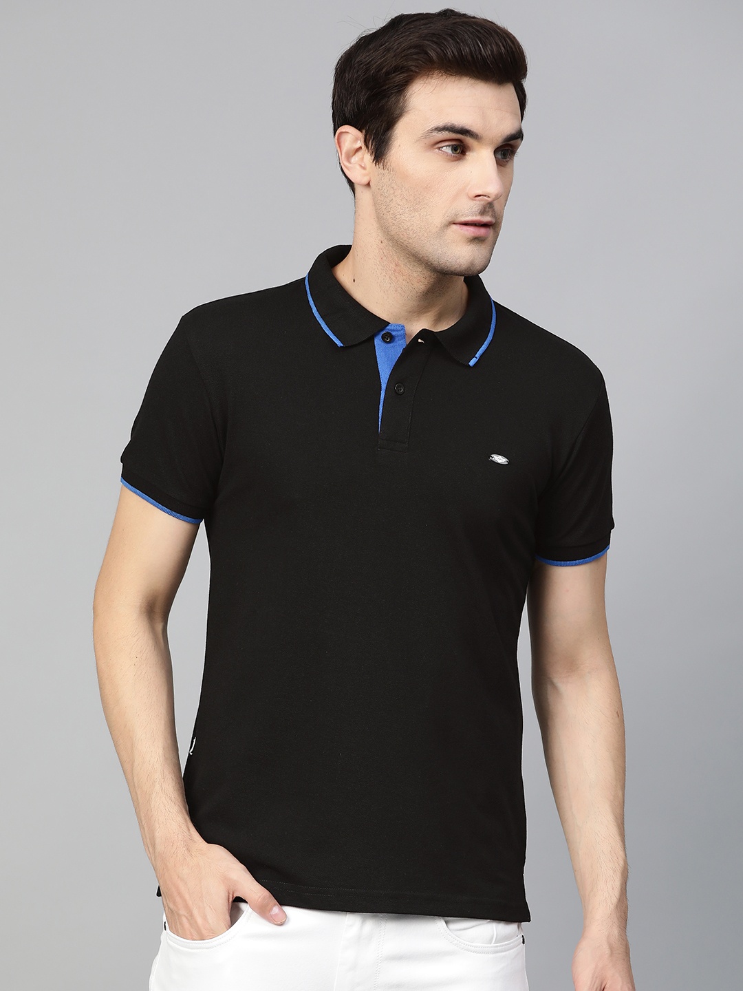 

Metronaut Men Black Solid Polo Collar T-shirt