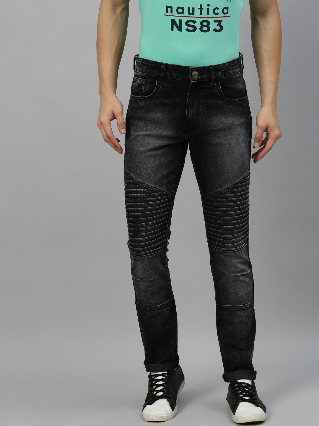 

Urbano Fashion Men Black Slim Fit Mid-Rise Clean Look Stretchable Jeans