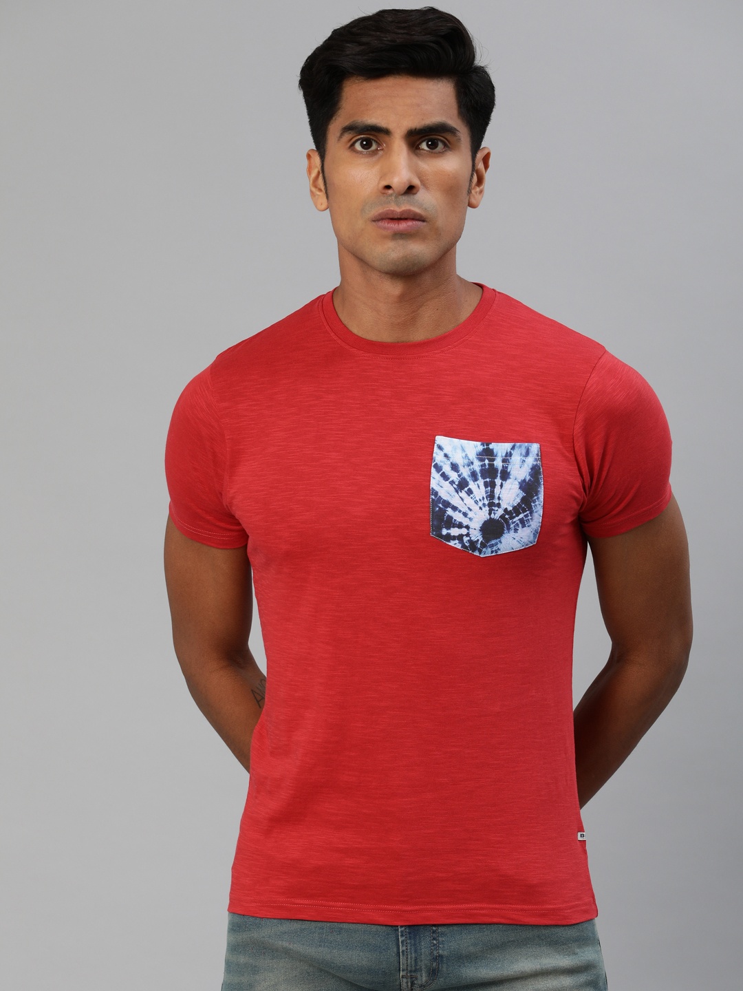 

BEAT LONDON by PEPE JEANS Men Red Slim Fit Solid Round Neck Pure Cotton T-shirt