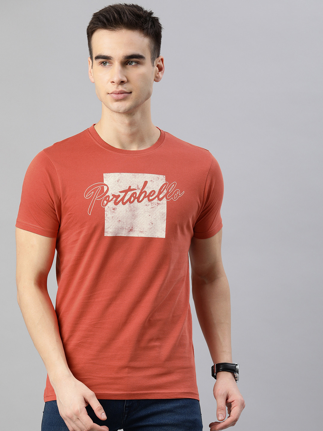 

BEAT LONDON by PEPE JEANS Men Rust Printed Round Neck T-shirt
