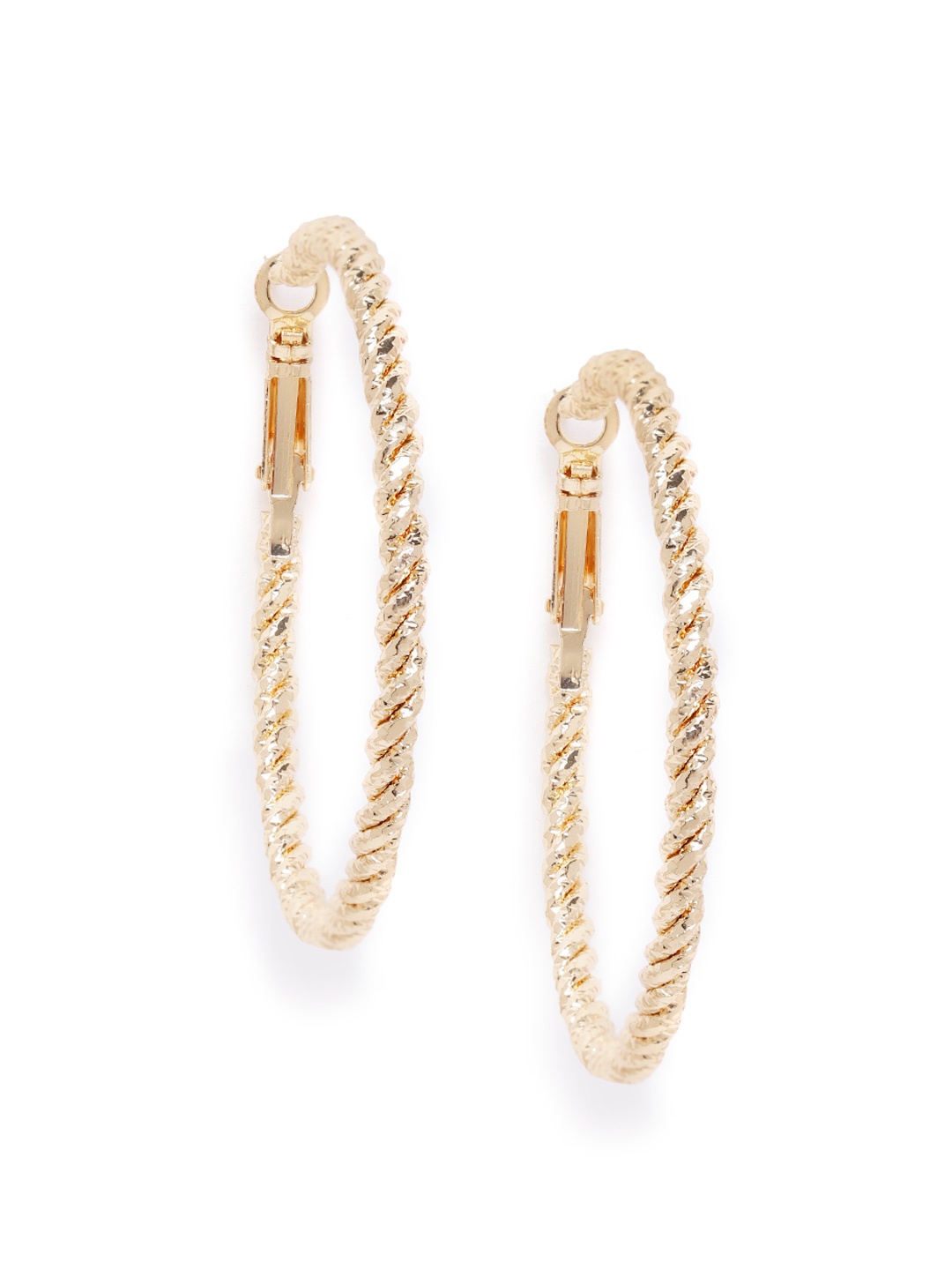 

Carlton London Gold-Plated Textured Circular Hoop Earrings