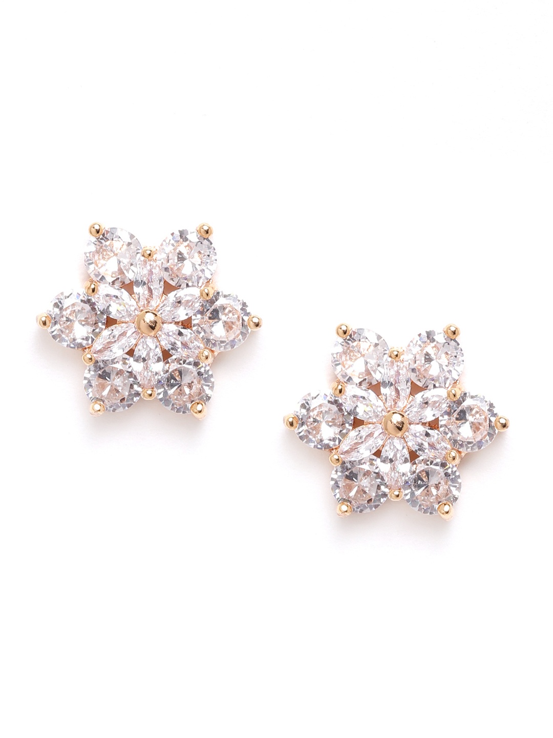 

Carlton London Women Gold-Plated CZ-Studded Floral Studs