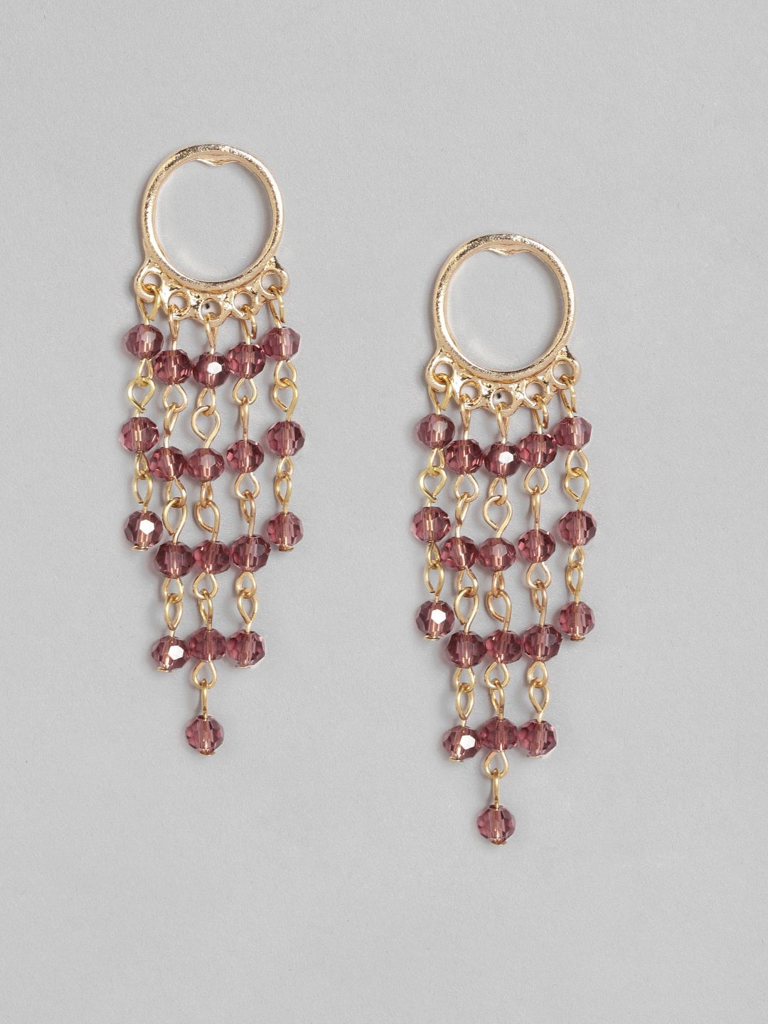 

justpeachy Pink & Gold-Plated Circular Drop Earrings