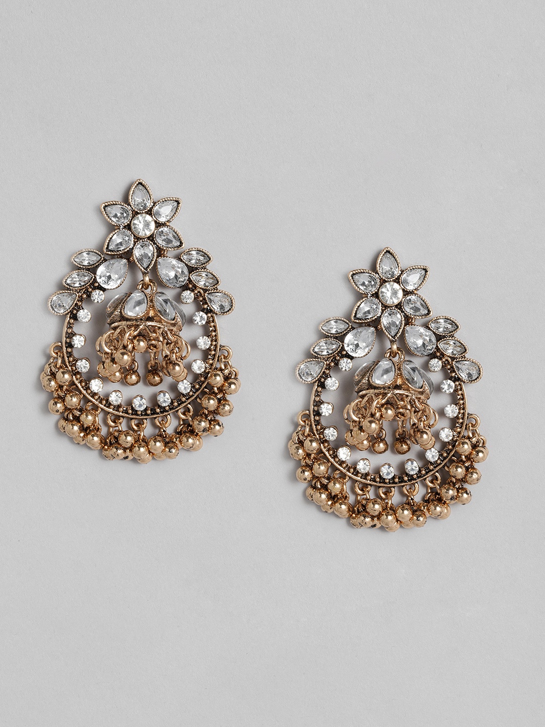 

justpeachy Gold-Plated Oxidised Dome Shaped Jhumkas