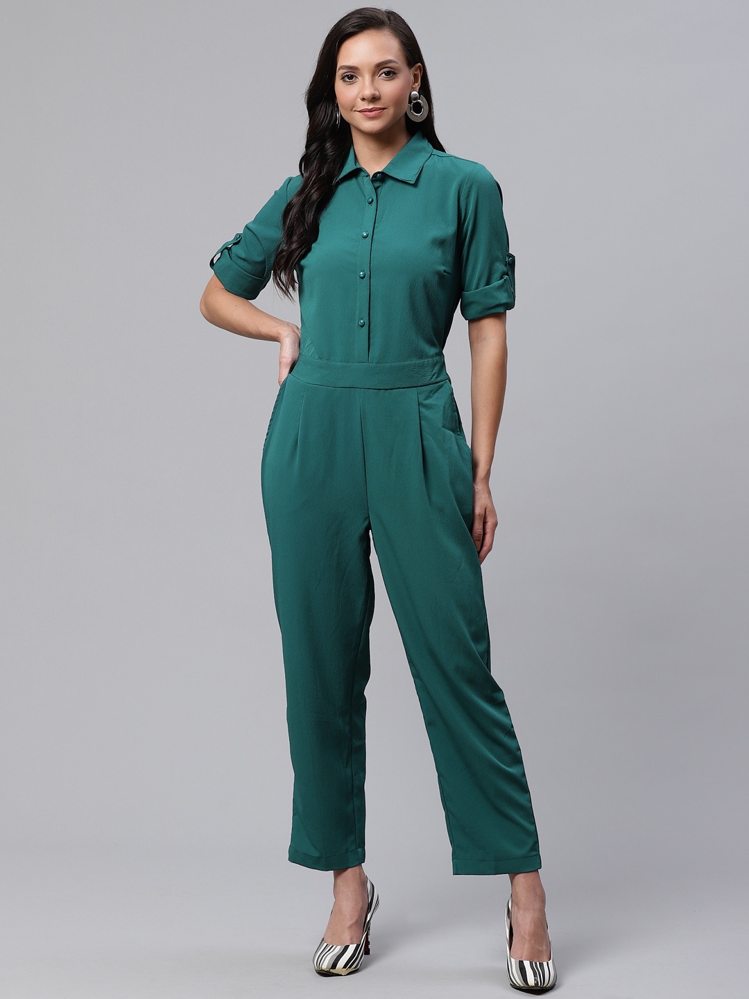 

Deewa Women Green Solid Basic Jumpsuit